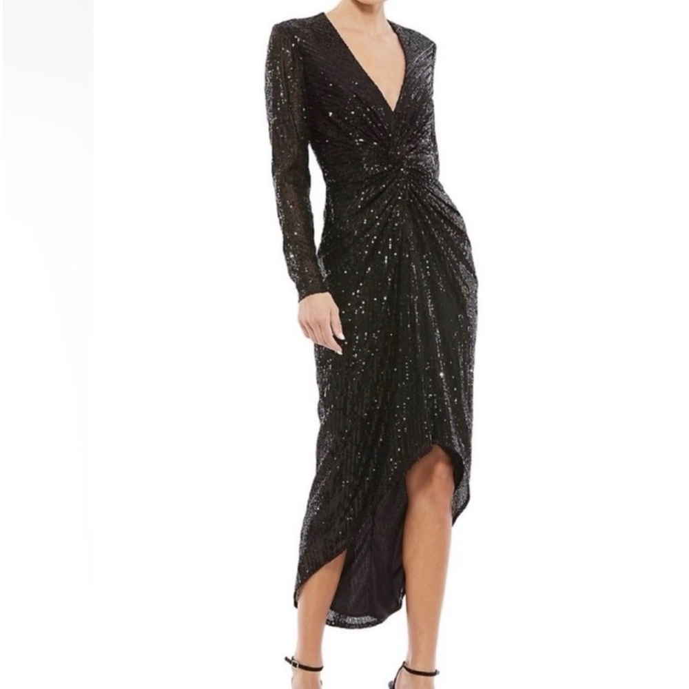 Mac Duggal Gunmetal Sequin Gown